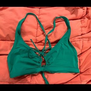 Kona Sol bikini top. Emerald green. Sexy tie back. Comes with removable pads.